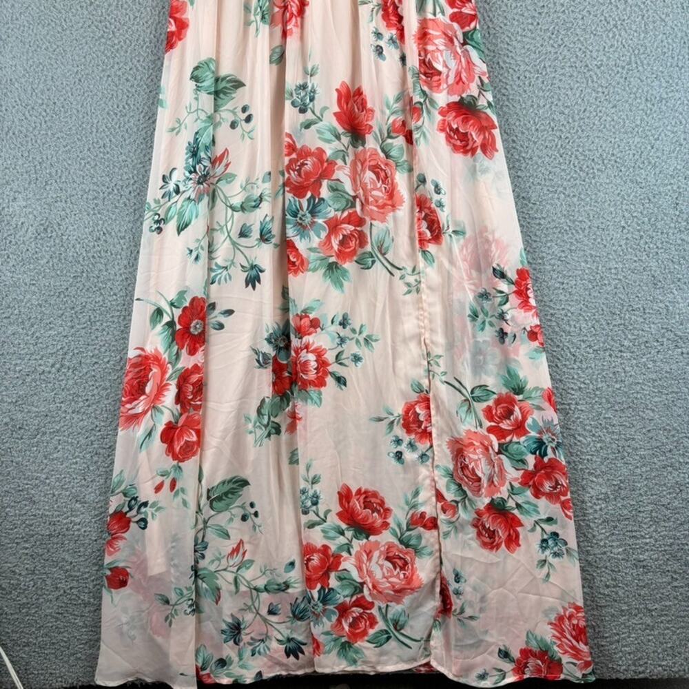 LULUS Garden Meandering Blush Floral Print Maxi Dress Medium Cottage Coquette - Picture 5 of 13
